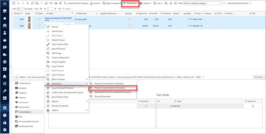 Use Product Customization Generator to Add Custom Fields in Bulk with Store Manager