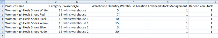 Warehouse Import File Example PrestaShop Warehouse Import File Example