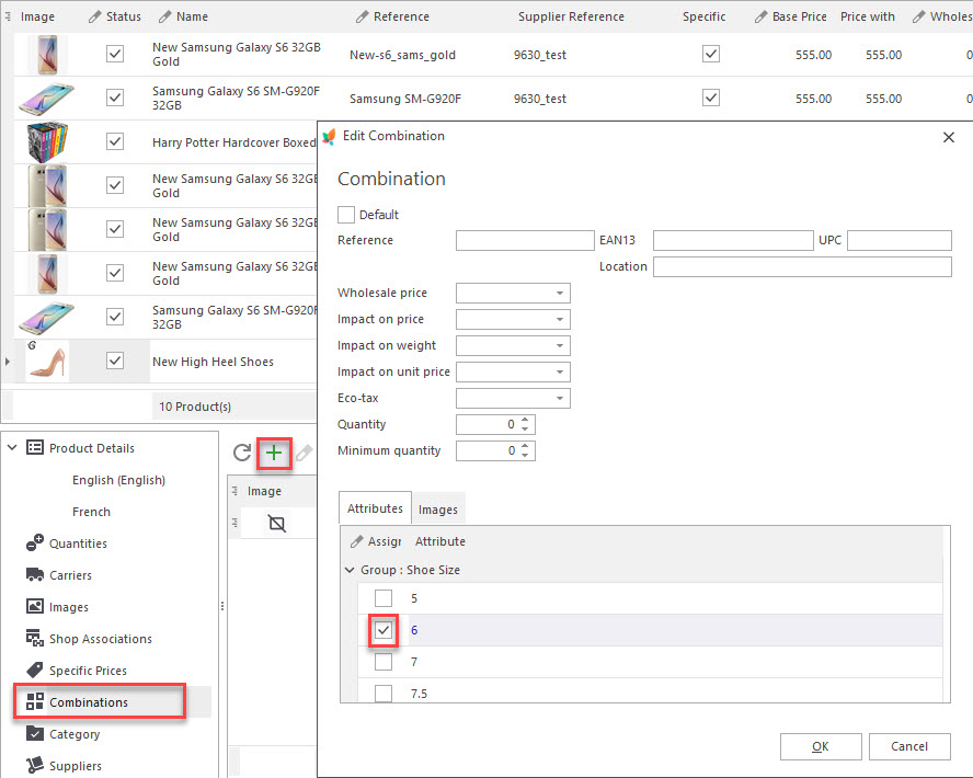 Add Combinations to PrestaShop Products Add Combinations to PrestaShop Products in Store Manager