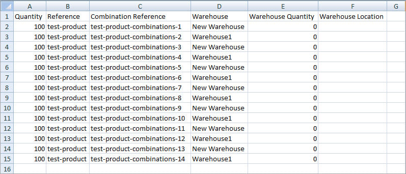 Assign PrestaShop Products Combinations to Warehouses File