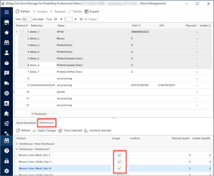 Assign PrestaShop Products to Warehouses in Stock Management Section