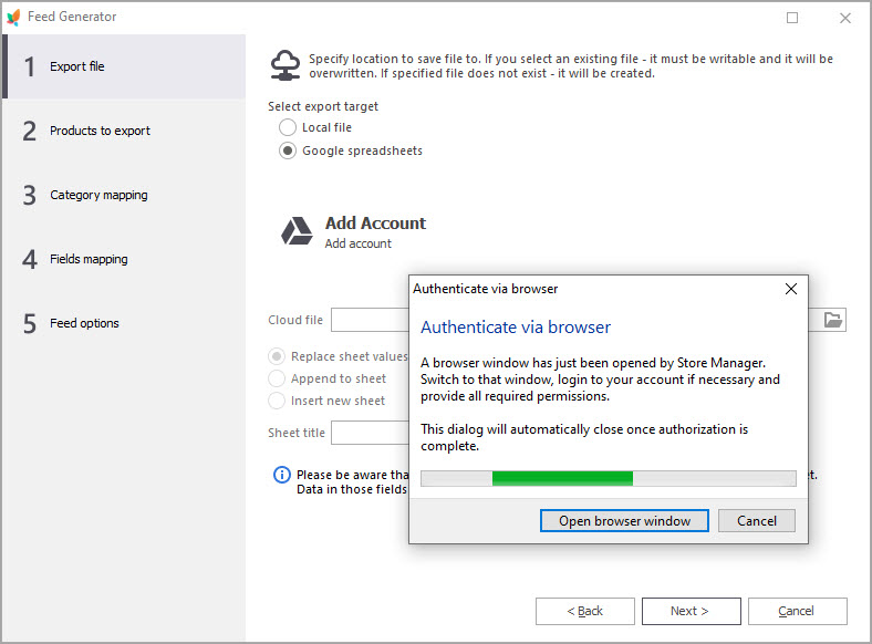 Authenticate New Account via Browser Store Manager Notification Message