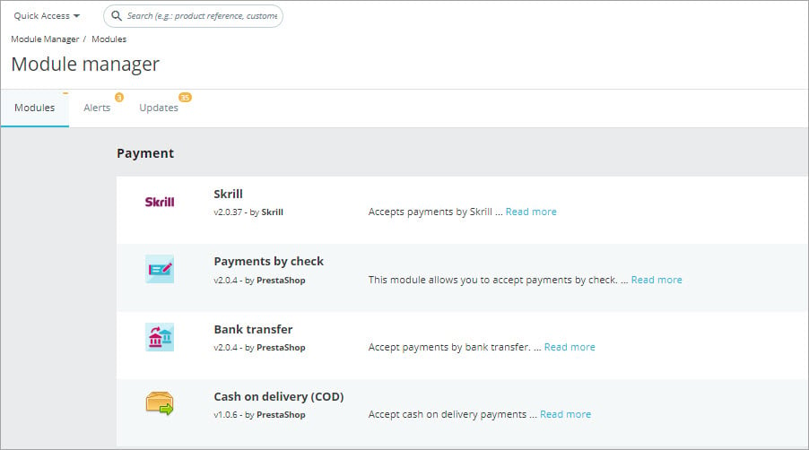 Create PrestaShop Order With Payment Methods backend