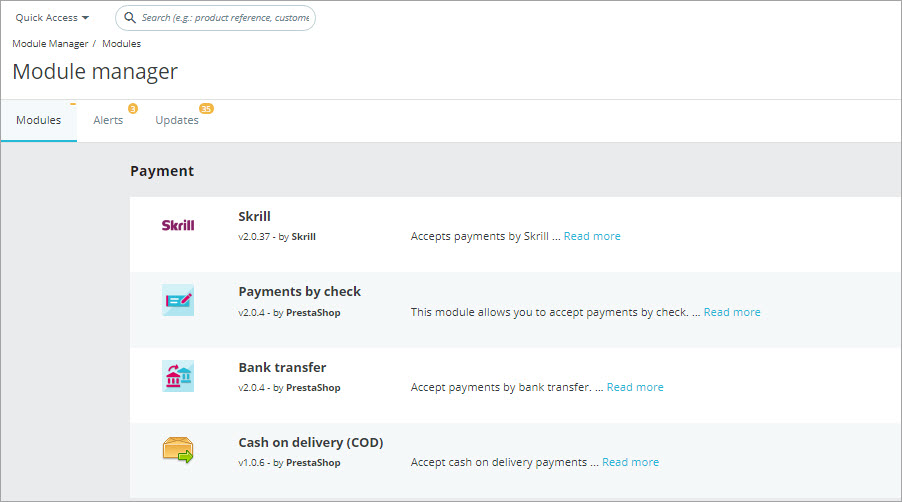 Create PrestaShop Order With Payment Methods backend