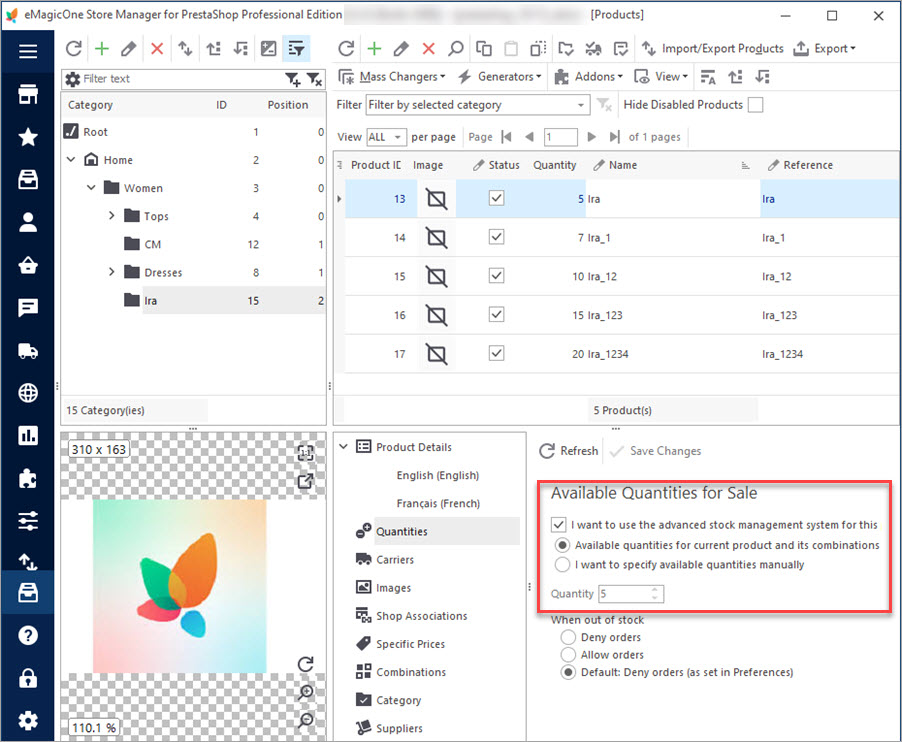 Eanable ASM for PrestaShop Product with Store Manager