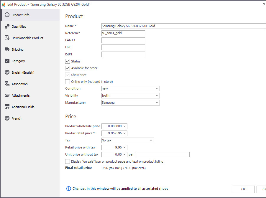 Basic Operations over PrestaShop Products