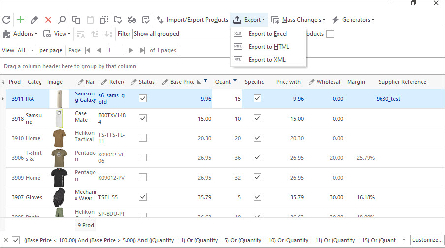 Export Filtered Grid to Excel with Store Manager