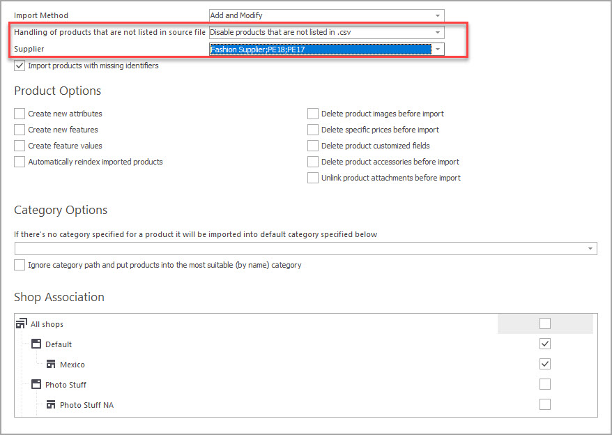 Import Products by Several Suppliers with Store Manager