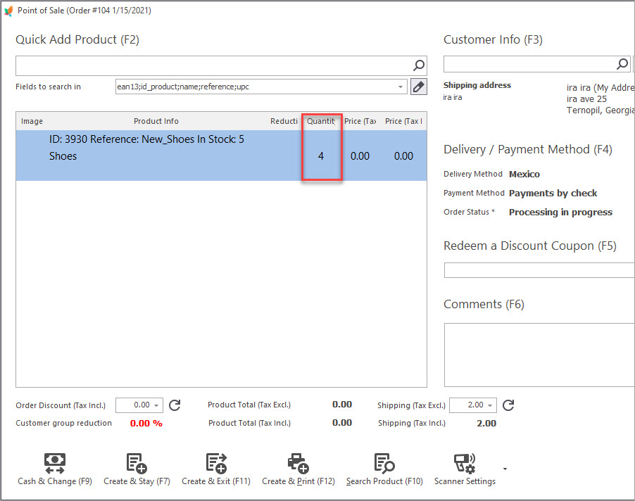 POS Change Product Quantity POS Change Product Quantity with Store Manager