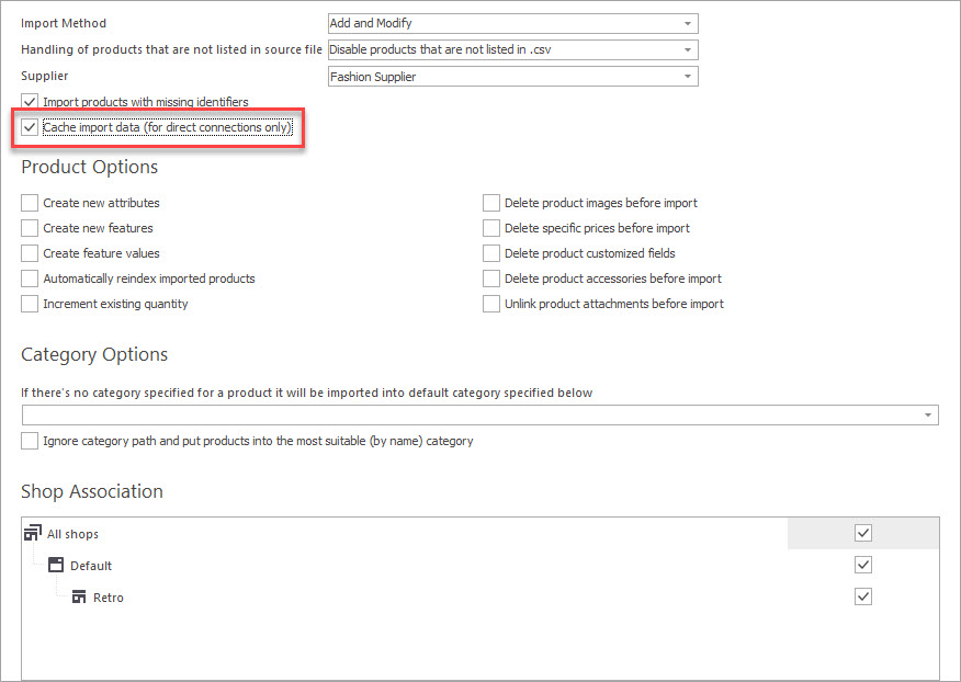 PrestaShop Cache Import Data Option PrestaShop Cache Import Data Option with Store Manager
