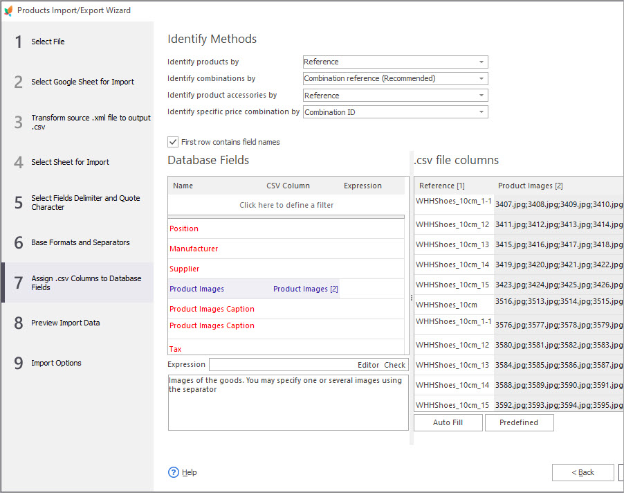 PrestaShop Import Images Mapping Step with Store Manager