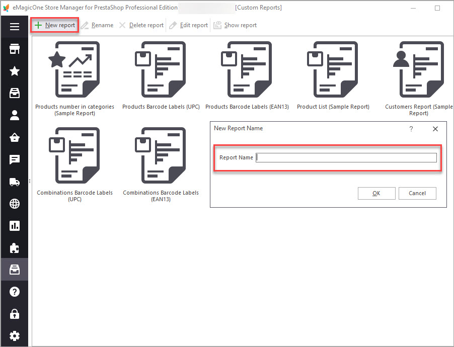 PrestaShop New Custom Report Name PrestaShop New Custom Report Name with Store Manager