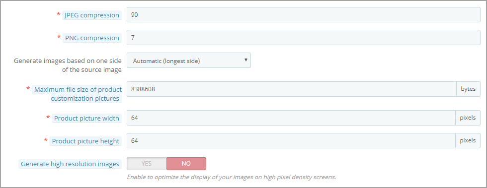 PrestaShop Image Optimization Settings PrestaShop Optimize Image Settings