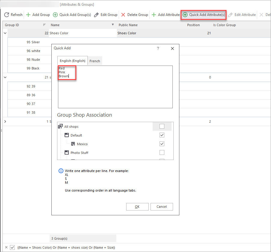 Quick Add PrestaShop Attributes Option Quick Add PrestaShop Attributes Option in Store Manager