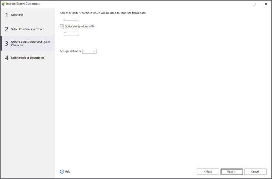 Select Fields Delimiter and Quote Character Select Fields Delimiter and Quote Character with PrestaShop Customers Export