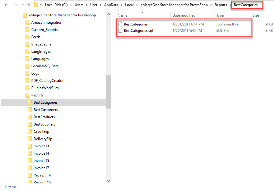 Manage Default Reports SQL and fr Files with Store Manager for PrestaShop