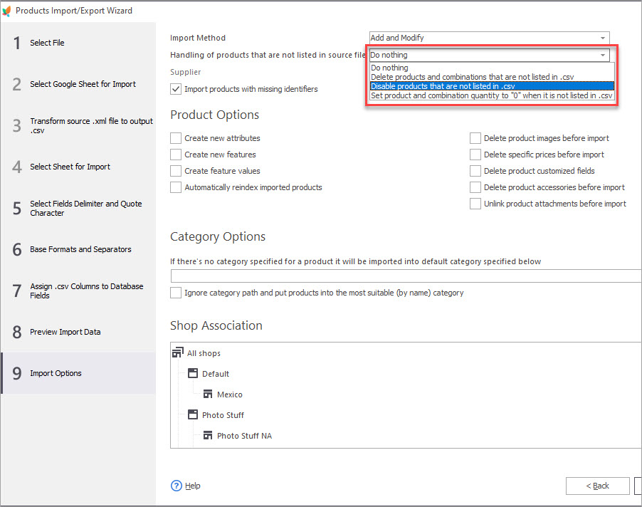 Update PrestaShop Inventory for Products not Listed in File with Store Manager