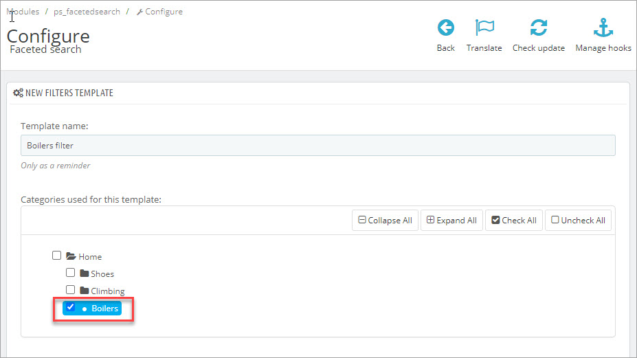 Select Categories