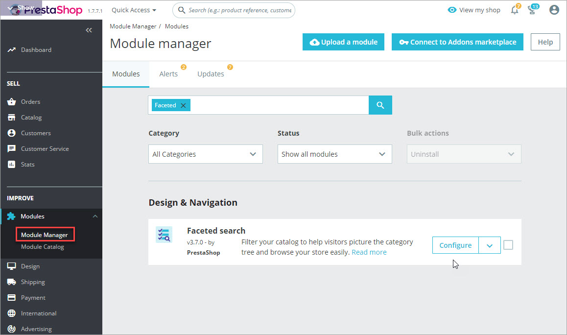 Search and Configure PrestaShop Faceted Search Module