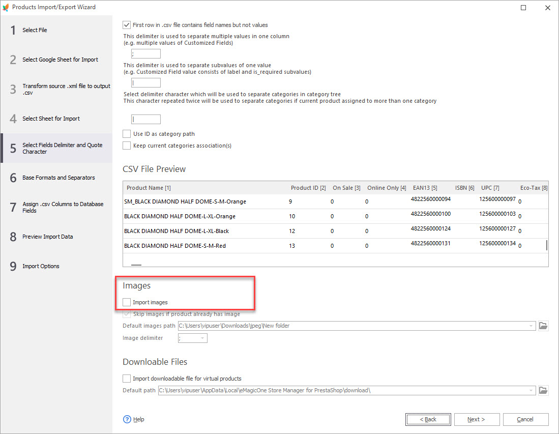 Skip image import while adding new products