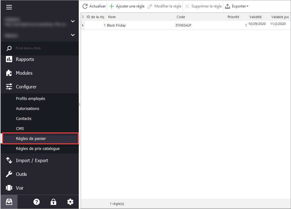 Règle Panier PrestaShop