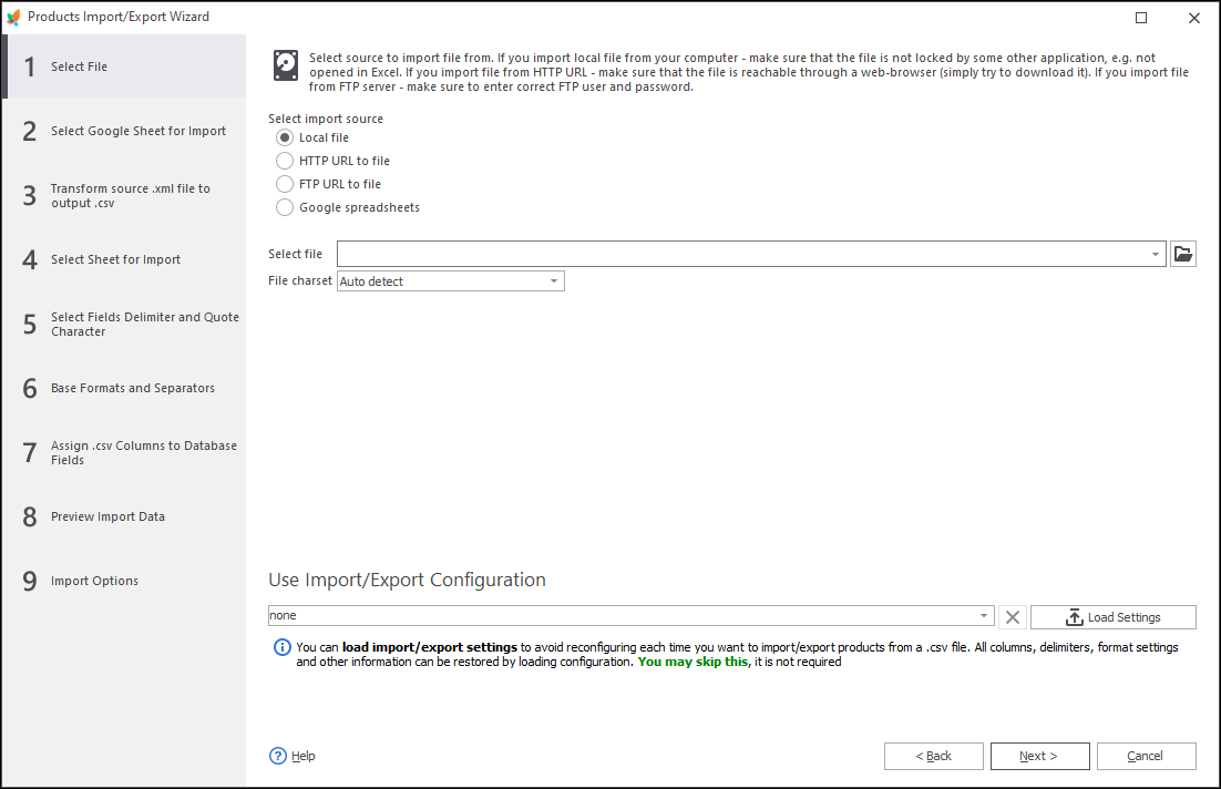  Importar csv, txt, xml, xls