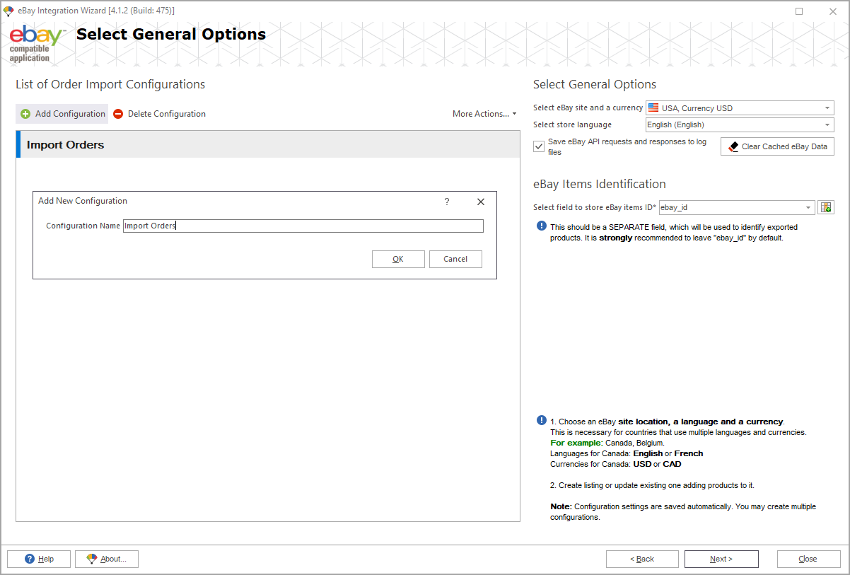 Create New Configuration