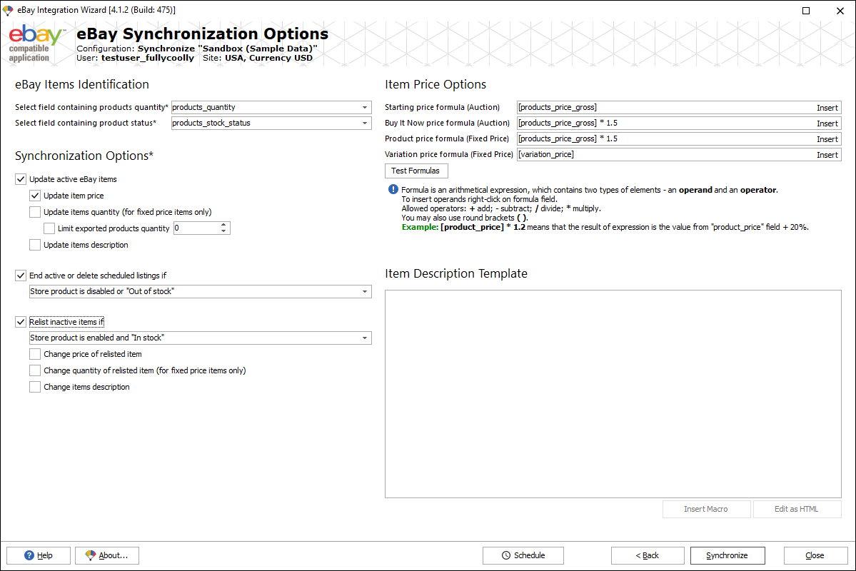 Synchronize PrestaShop data with eBay