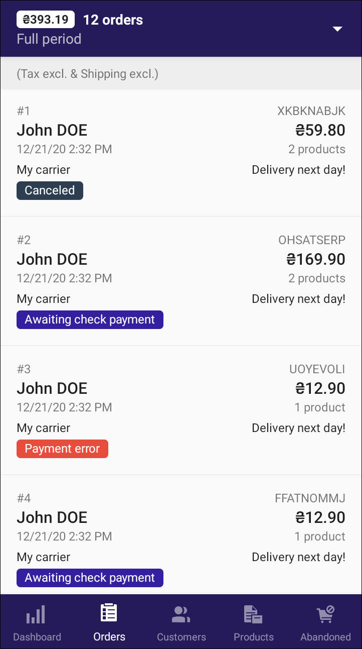 PrestaShop Orders and Customers Management in Mobile Assistant App