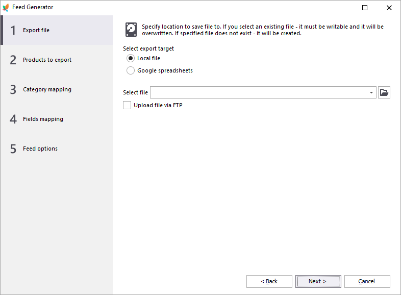 Select the Export Target