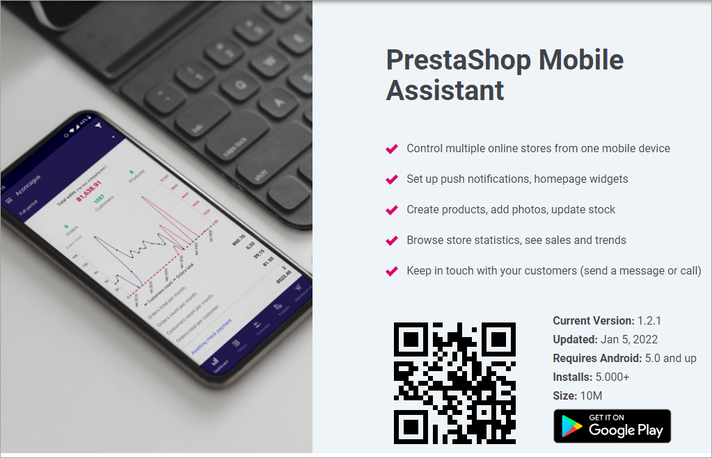 Product page with QR code