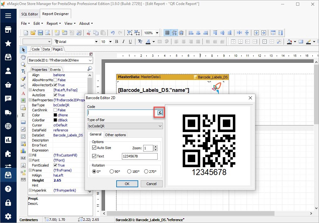 Opening the QR Code Function Settings 