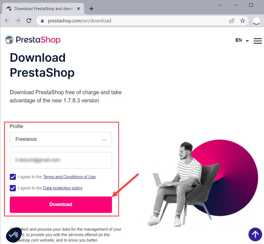 PrestaShop download form