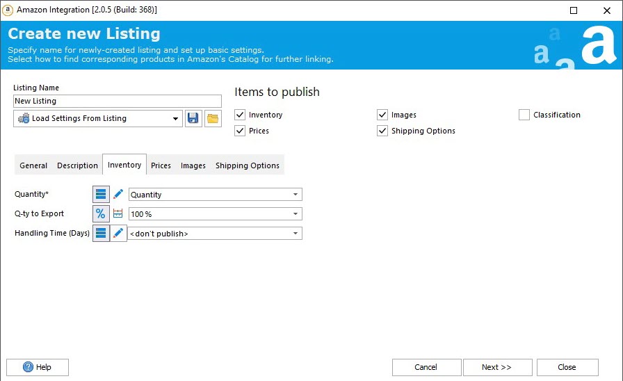 PrestaShop Amazon Integration Create New Listing Quantity
