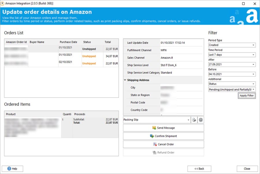 PrestaShop Amazon Integration Manage Order Details