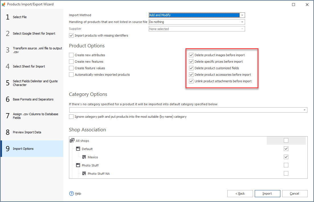 Delete Products Details During Import