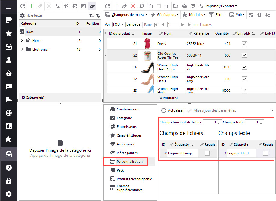 Add PrestaShop Custom Fields to Selected Products