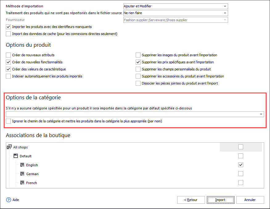 Category Options During Import with Store Manager