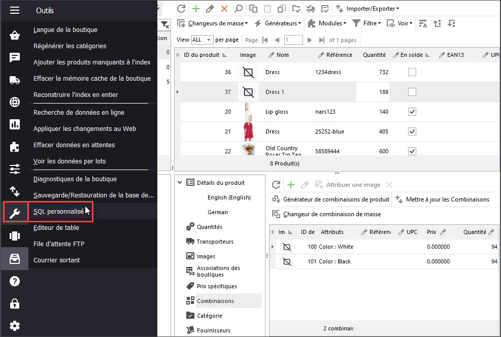 Custom SQL Section in Store Manager