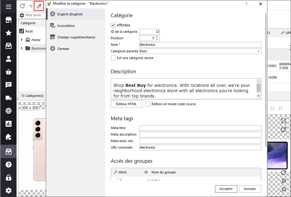 Edit PrestaShop Category Form