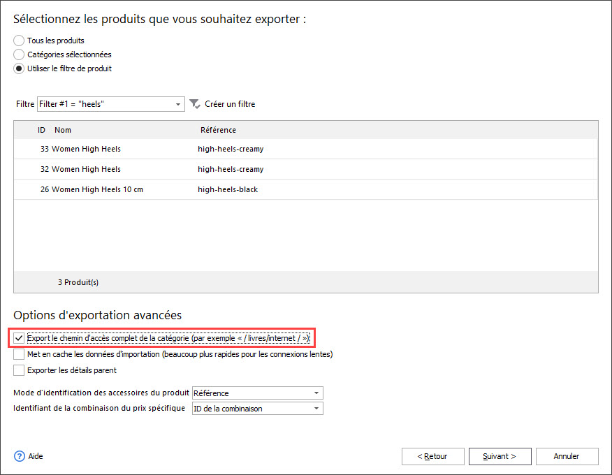 Export Categories with Products Export