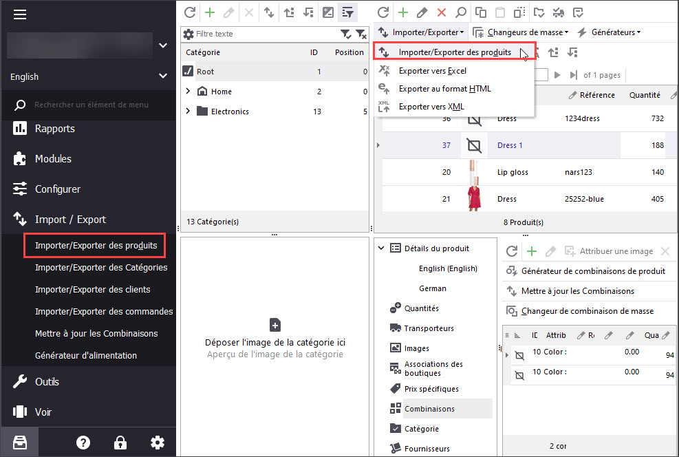Export PrestaShop Attribute Combinations
