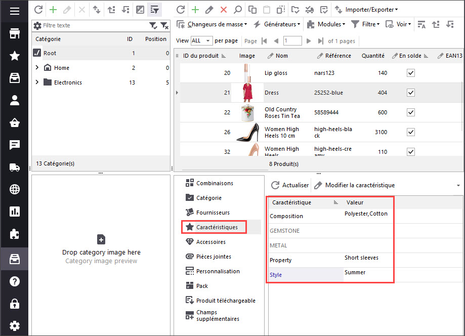 Features Tab in Store Manager