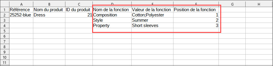 Import PrestaShop Features Assign Existing Features File Example