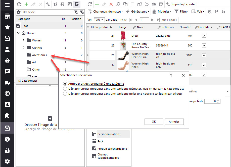 Move Selected Products to Destination Category