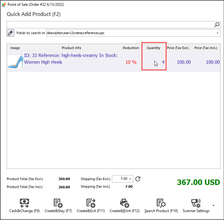 POS Change Product Quantity with Store Manager
