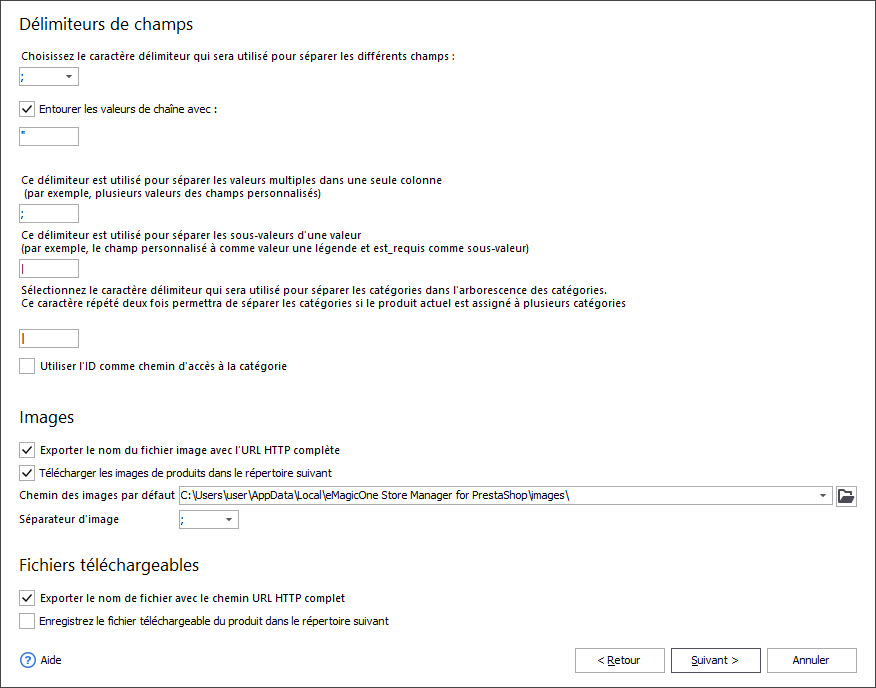 PrestaShop Attribute Combinations Export Delimiters