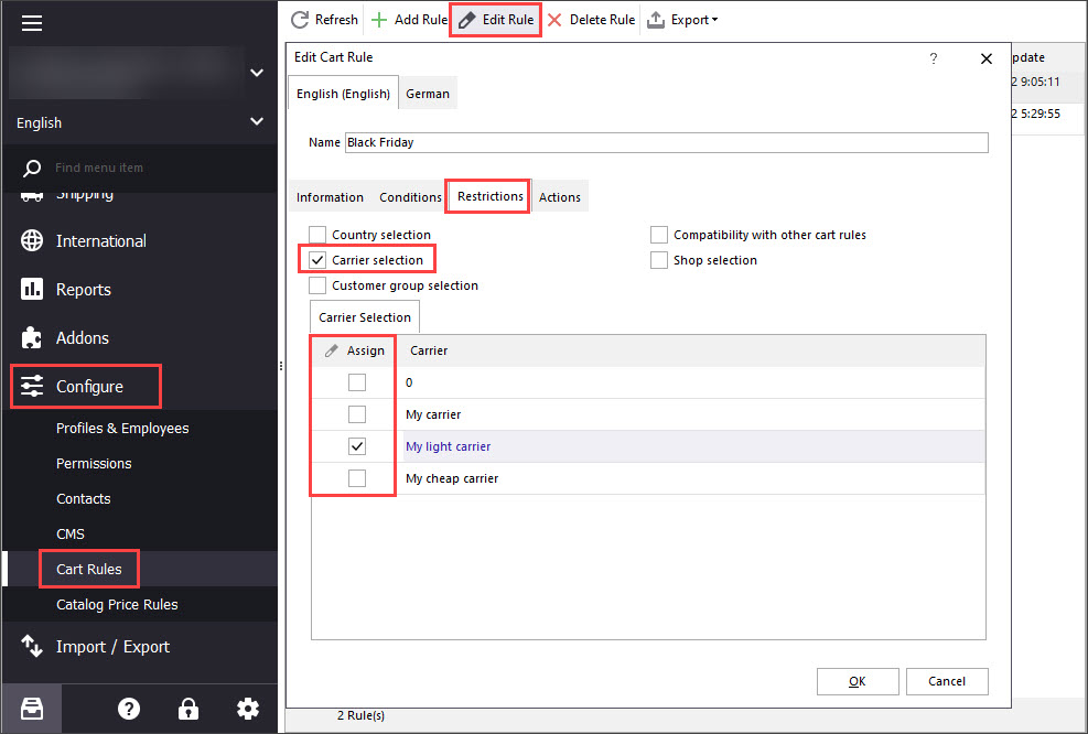 PrestaShop Cart Rules When Creating Order with Store Manager