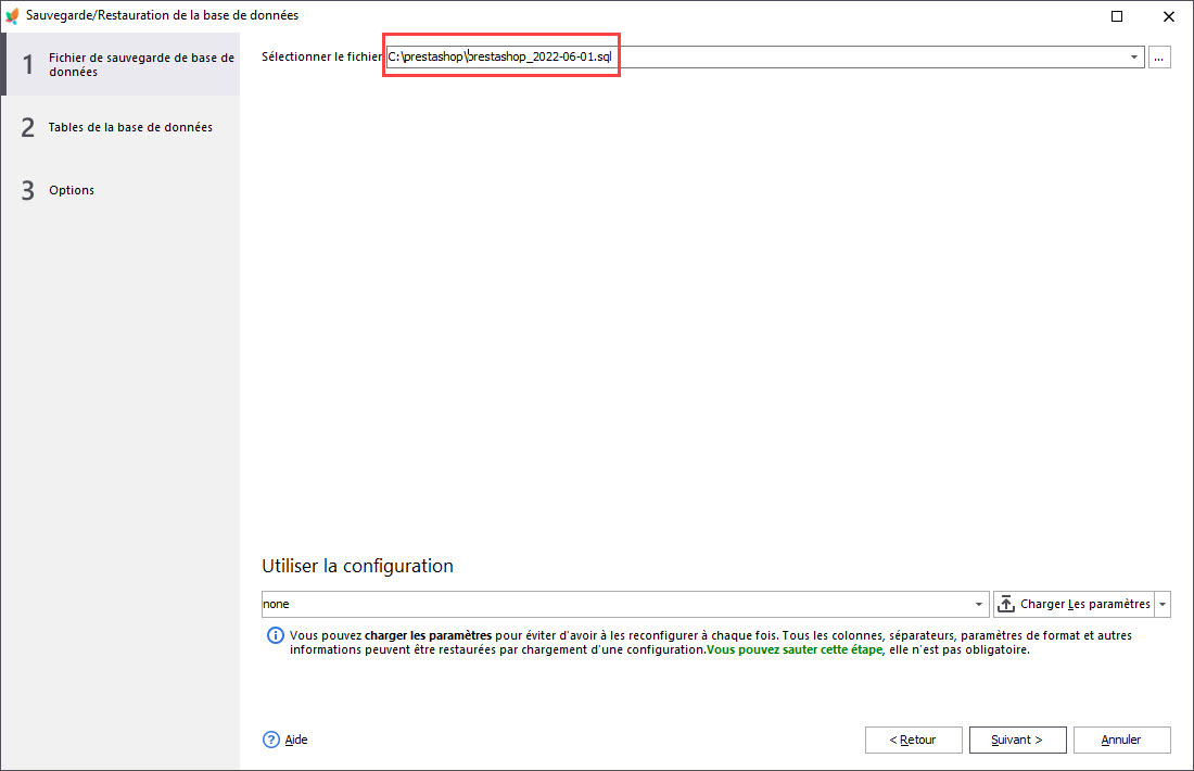 PrestaShop Database Backup File