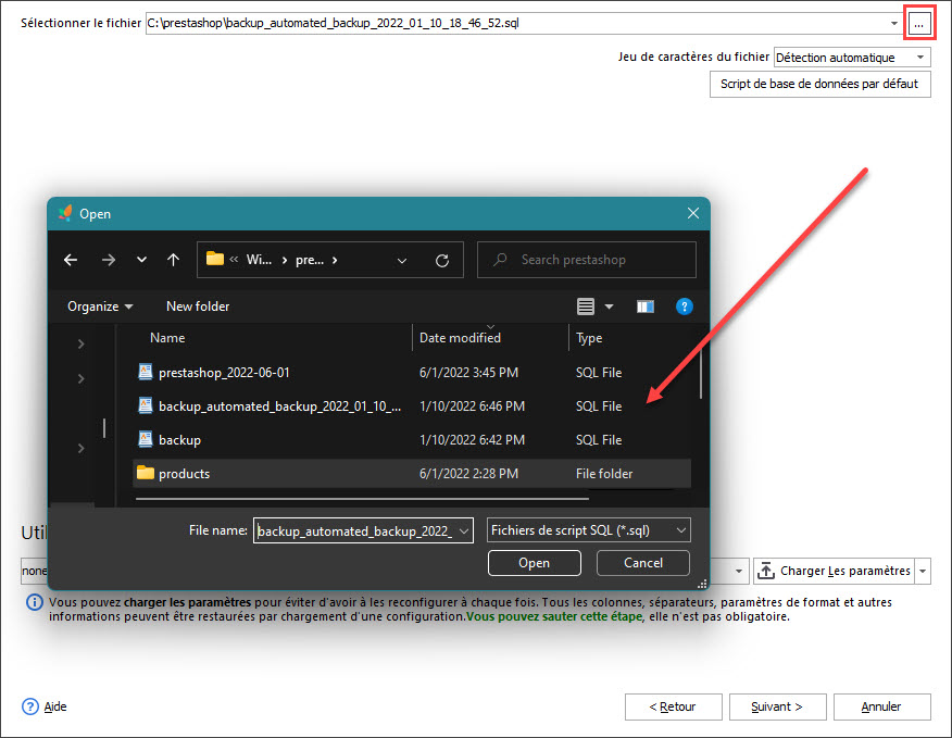 PrestaShop Database Restore